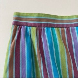 Vintage 70s Striped Rainbow Pencil Skirt Cotton Blend Lightweight Soft Preppy S